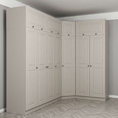 Kale 7 Kapaklı 2 Çekmeceli Köşe Dolap + Yüklük Kumtaşı Mebran İlkbahar