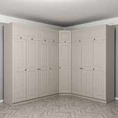 Kale 8 Kapaklı 4 Çekmeceli Köşe Dolap + Yüklük Kumtaşı Mebran İlkbahar