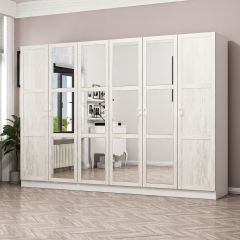 Minar Kale Country 6 Kapak Aynalı 2 Ç Zincir Dolap - E.Beyaz