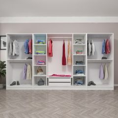 Kale Country 8 Kapak 2 Çekmece Zincir Dolap - Eskitme Beyaz