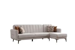 Bona 3+Dinlenme Köşe Takımı Bej Valebo-03 Ceviz Ayak