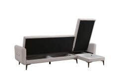 Bona 3+Dinlenme Köşe Takımı Bej Valebo-03 Ceviz Ayak