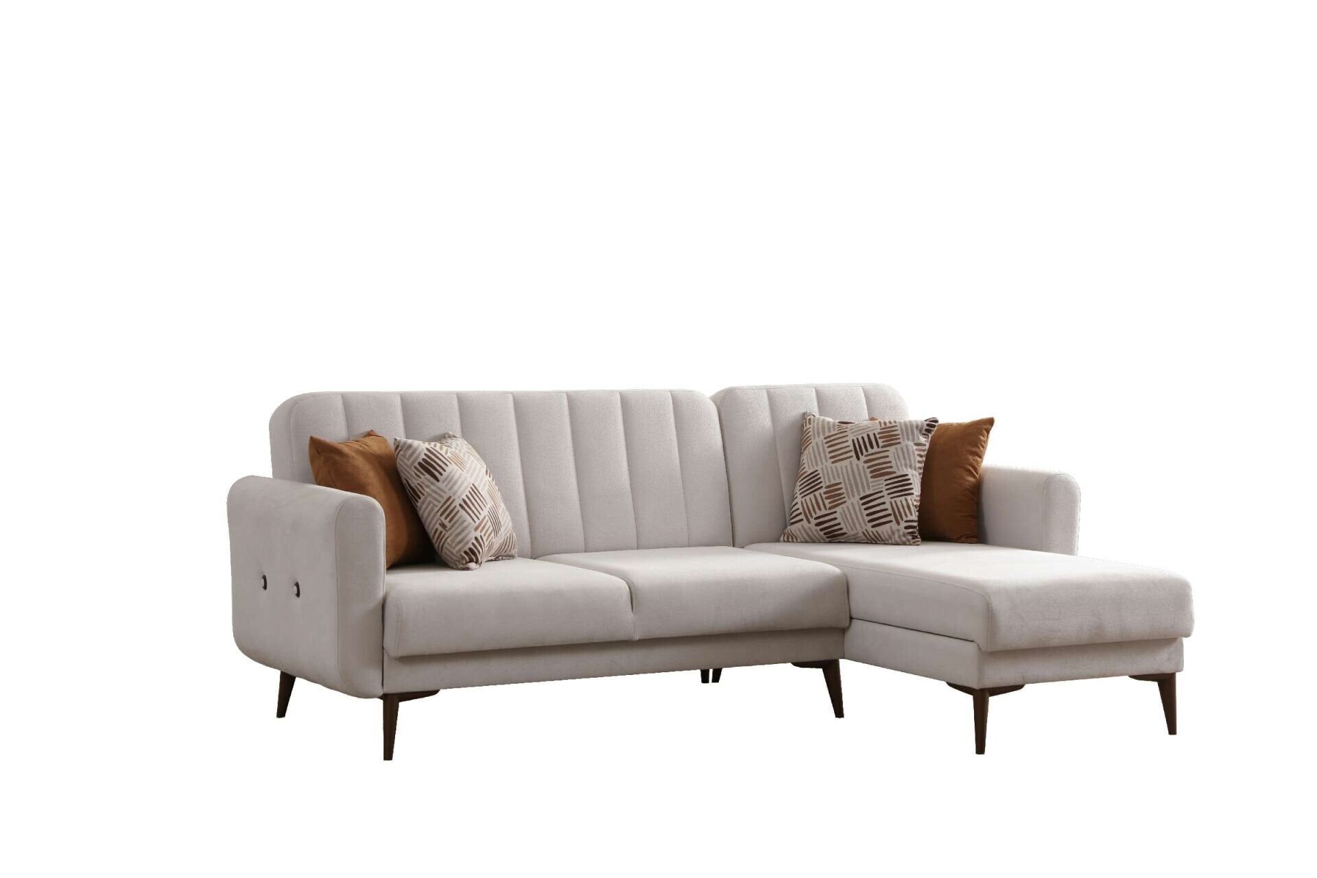 Bona 2+Dinlenme Köşe Takımı Bej Valebo-03 Ceviz Ayak