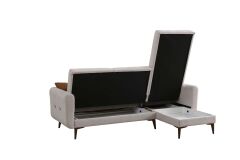 Bona 2+Dinlenme Köşe Takımı Bej Valebo-03 Ceviz Ayak