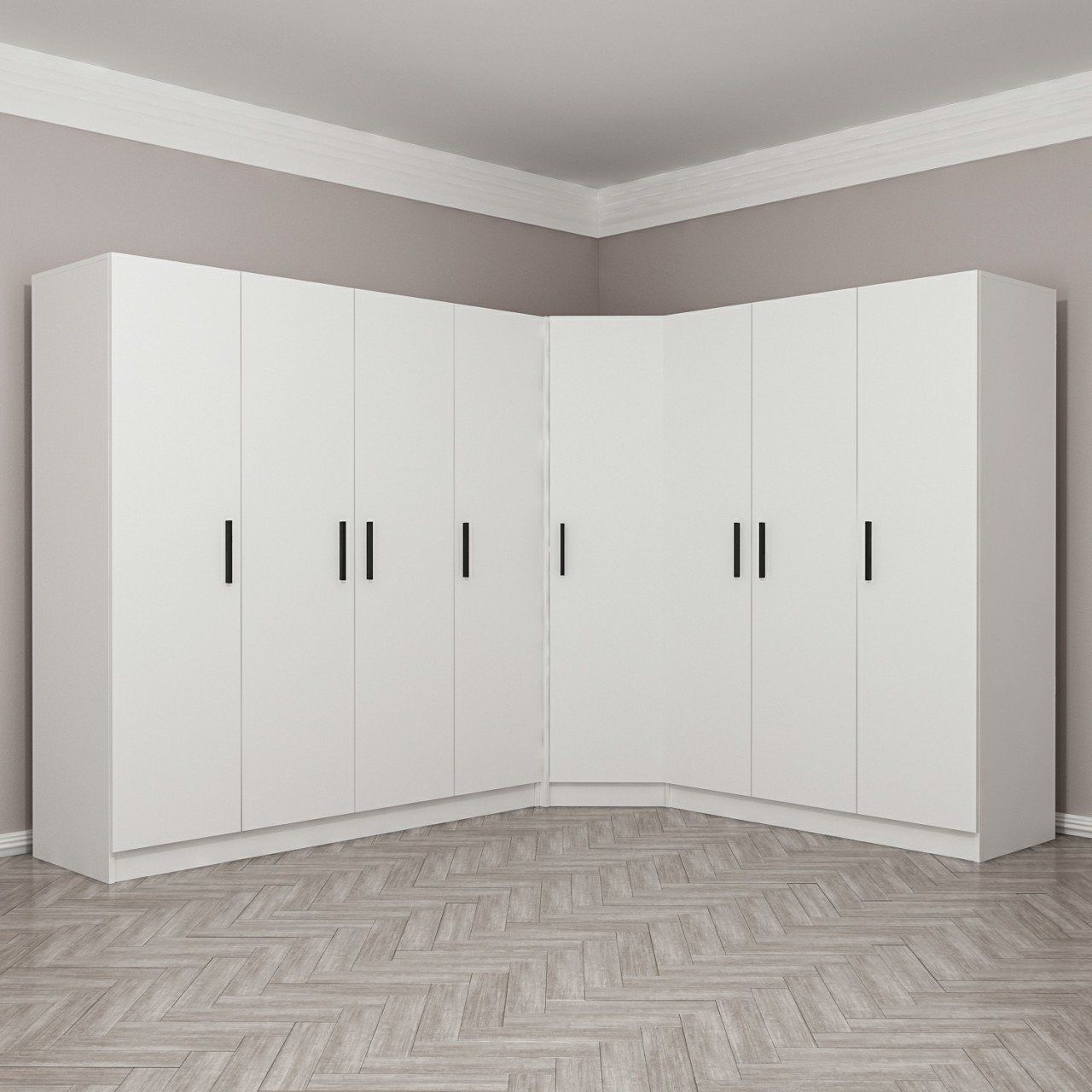 Kale 8 Kapak 4Ç Köşe Zincir Dolap - Beyaz