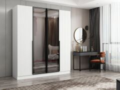 Nisa Plus 4 Kapaklı 2 Çekmece Dolap Beyaz Mebran Reflekte Cam