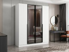 Nisa Plus 4 Kapaklı 2 Çekmece Dolap Beyaz Mebran Reflekte Cam