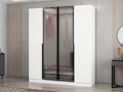 Nisa Plus 4 Kapaklı 2 Çekmece Dolap Beyaz Mebran Reflekte Cam