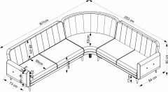 Bona 3 + C Köşe+2 Köşe Takımı Bej Valebo-03 Ceviz Ayak