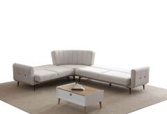 Bona 3 + C Köşe+3'Lü Köşetakımı Bej Valebo-03 Ceviz Ayak