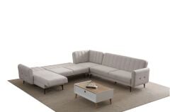 Bona Dinlenme+3+L Köşe+2 Köşe Takımı Bej Valebo-03 Ceviz Ayak