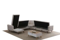 Bona Dinlenme+3+C Köşe+2 Köşe Takımı Bej Valebo-03 Ceviz Ayak