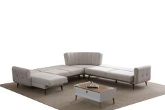 Bona Dinlenme+3+C Köşe+2 Köşe Takımı Bej Valebo-03 Ceviz Ayak