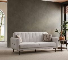 Bona 3+1 Berjer Koltuk Takımı Bej (Valebo-03-Valebo-016) Ceviz Ayak