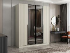 Nisa Plus 4 Kapaklı 2 Çekmece Dolap Kumtaşı Mebran Reflekte Cam