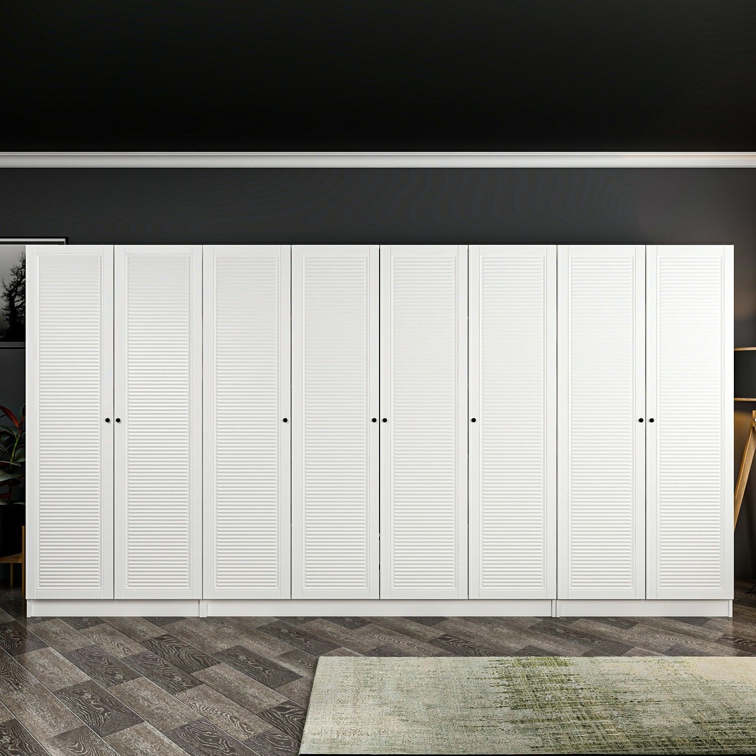 Minar Kale 8 Mebran Panjur Kapaklı 2 Çekmeceli Dolap Beyaz/Beyaz