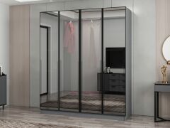 Nisa 4 Kapaklı 2 Çekmece Dolap Antrasit Reflekte Cam