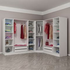 Kale Country 8 Kapak 4Ç Köşe Zincir Dolap - Eskitme Beyaz