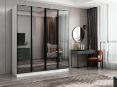 Nisa 4 Kapaklı 2 Çekmece Dolap Beyaz Reflekte Cam