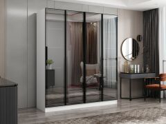 Nisa 4 Kapaklı 2 Çekmece Dolap Beyaz Reflekte Cam