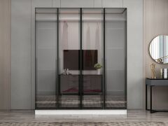 Nisa 4 Kapaklı 2 Çekmece Dolap Beyaz Reflekte Cam