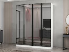 Nisa 4 Kapaklı 2 Çekmece Dolap Beyaz Reflekte Cam