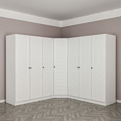 Minar Kale 7 Kapaklı 4 Çekmeceli Köşe Dolap Beyaz Mebran Panjur