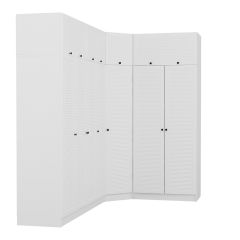 Minar Kale 7 Kapaklı 2 Ç Köşe Dolap + Yüklük Beyaz Mebran Panjur