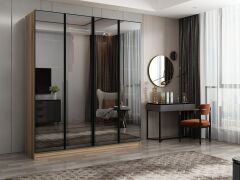 Nisa 4 Kapaklı 2 Çekmece Dolap Dore Reflekte Cam