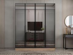 Nisa 4 Kapaklı 2 Çekmece Dolap Dore Reflekte Cam