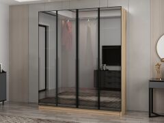 Nisa 4 Kapaklı 2 Çekmece Dolap Dore Reflekte Cam