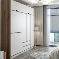 Elina 5 Kapaklı Yüklüklü Dolap - Dore/Beyaz