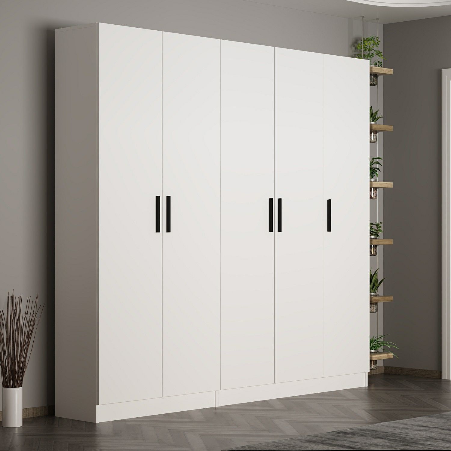 Minar Kale 210 Cm 5 Kapaklı 3B Raf Portmanto Beyaz