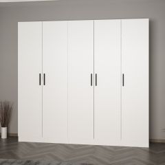 Minar Kale 210 Cm 5 Kapaklı 3B Raf Portmanto Beyaz