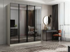 Nisa 4 Kapaklı 2 Çekmece Dolap Kumtaşı Reflekte Cam