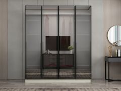 Nisa 4 Kapaklı 2 Çekmece Dolap Kumtaşı Reflekte Cam