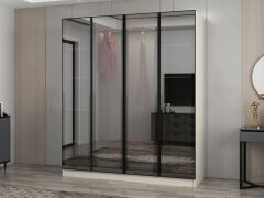 Nisa 4 Kapaklı 2 Çekmece Dolap Kumtaşı Reflekte Cam