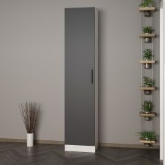 Minar Kale 210 Cm 1 Kapaklı 1B Raf Portmanto Beyaz Antrasit