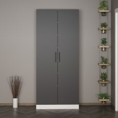 Minar Kale 210 Cm 2 Kapaklı 2B Raf Portmanto Beyaz Antrasit