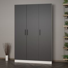 Minar Kale 210 Cm 3 Kapaklı 1B Raf Portmanto Beyaz Antrasit