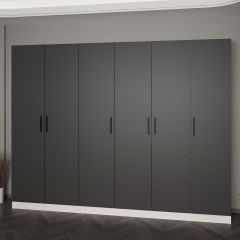 Minar Kale 210 Cm 6 Kapaklı 4B Raf Portmanto Beyaz Antrasit