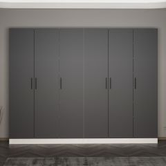 Minar Kale 210 Cm 6 Kapaklı 2B Raf Portmanto Beyaz Antrasit