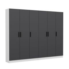 Minar Kale 210 Cm 6 Kapaklı 2B Raf Portmanto Beyaz Antrasit