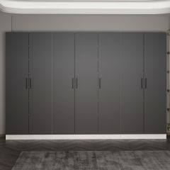 Minar Kale 210 Cm 7 Kapaklı 5B Raf Portmanto Beyaz Antrasit