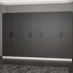 Minar Kale 210 Cm 7 Kapaklı 5B Raf Portmanto Beyaz Antrasit