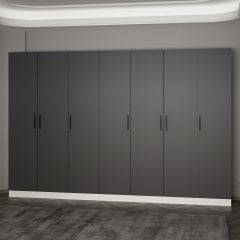 Minar Kale 210 Cm 7 Kapaklı 3B Raf Portmanto Beyaz Antrasit