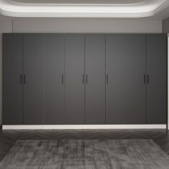 Minar Kale 210 Cm 8 Kapaklı 6B Raf Portmanto Beyaz Antrasit