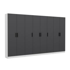 Minar Kale 210 Cm 8 Kapaklı 6B Raf Portmanto Beyaz Antrasit