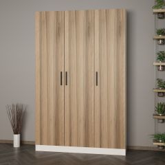 Minar Kale 210 Cm 3 Kapaklı 1B Raf Portmanto Beyaz Dore