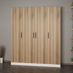 Minar Kale 210 Cm 4 Kapaklı 2B Raf Portmanto Beyaz Dore